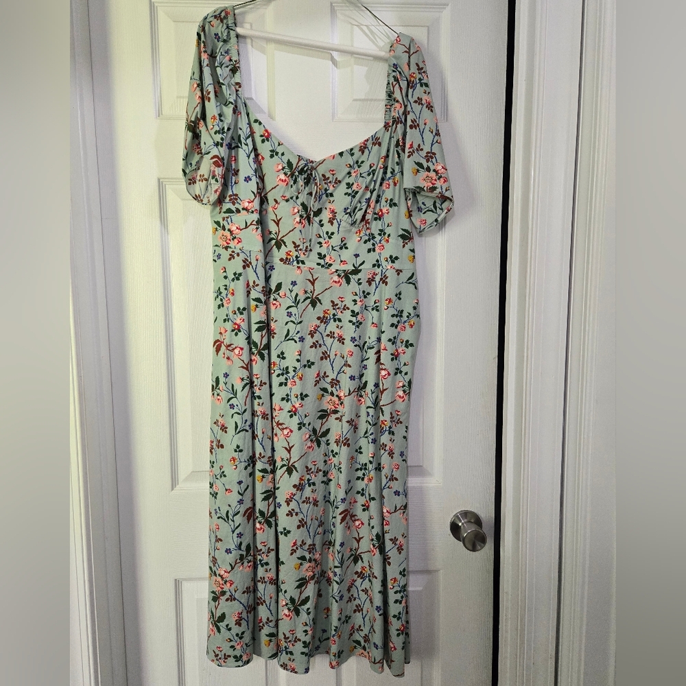 LK Bennett Green Floral Midi Dress